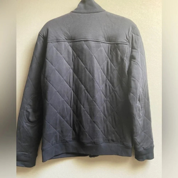 Ted Baker Quilted Jersey Cotton Navy Elbow Patches Bomber Jacket Sz 4(Sz M) - Picture 2 of 13